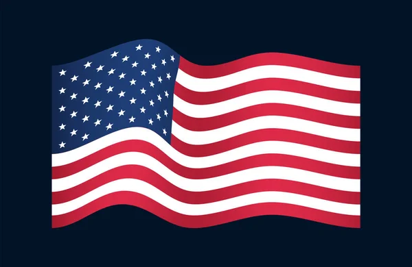 US American bandiera dritta con colori veri. — Vettoriale Stock