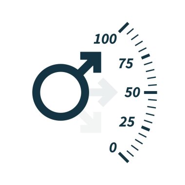 Male sex power symbol as measuring device hand. clipart