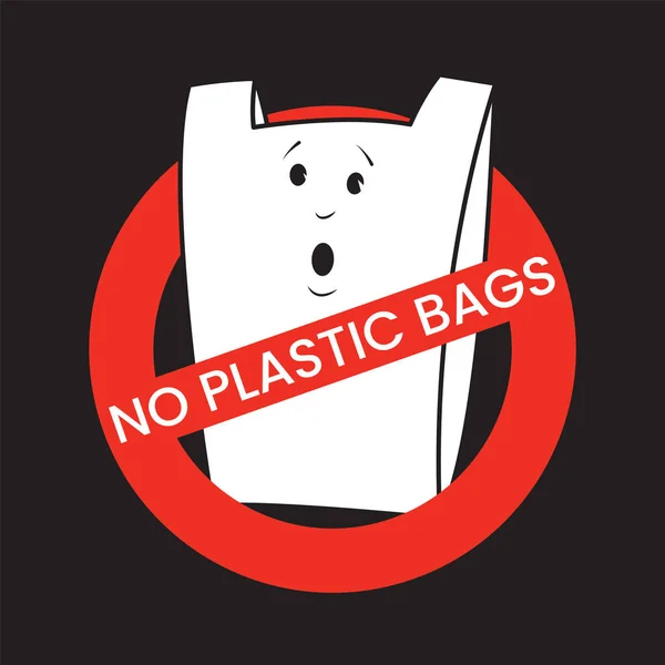 Nenhum conceito de sacos de plástico. Personagem de saco de desenhos animados —  Vetores de Stock