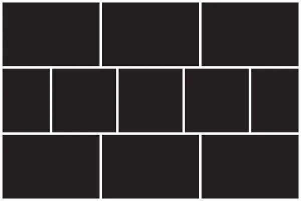 Modello di collage fotografico. Cornici bianche, motivo nero — Vettoriale Stock