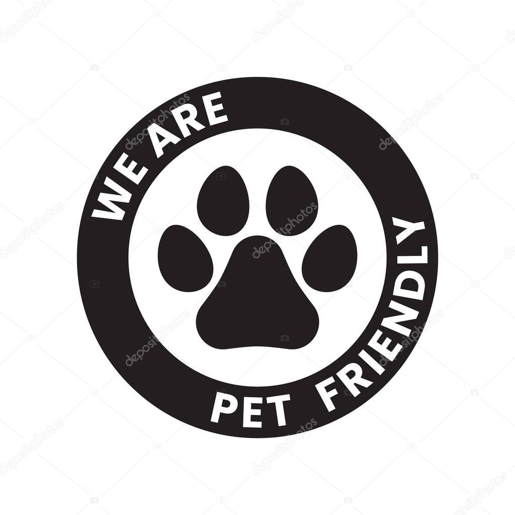 Pet paw or dog label, stamp or sticker