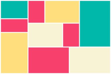 Fotoğraf kolajı kalıbı. Beyaz çerçeveler, renkli desenler