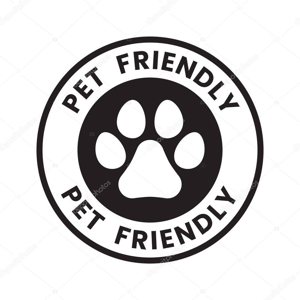 Pet paw or dog label, stamp or sticker