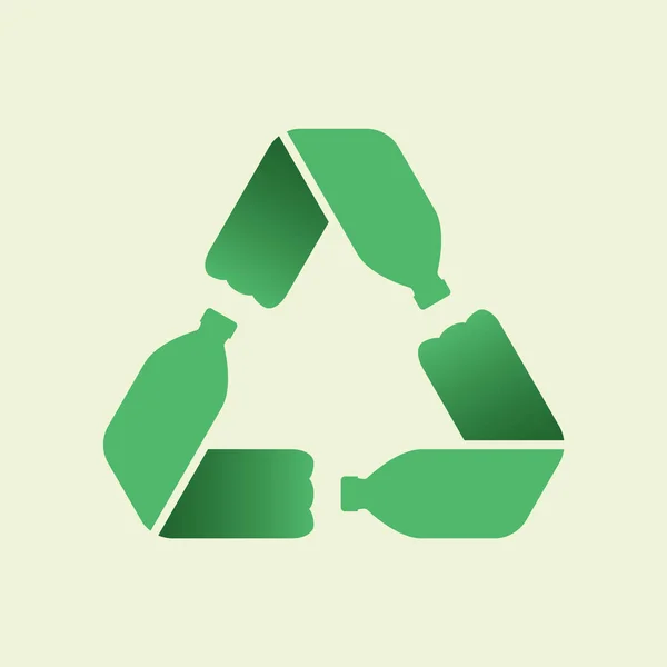 Pet bottles form mobius loop or recycling symbol with arrows. — Stock Vector