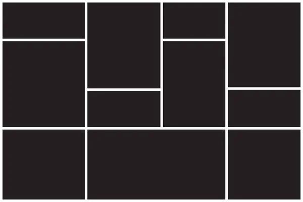 Patrón de collage fotográfico. Marcos blancos, patrón negro — Archivo Imágenes Vectoriales