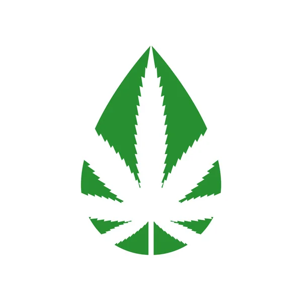 Cannabis medicinal, cáñamo dentro de la gota. Logotipo del aceite CBD . — Vector de stock