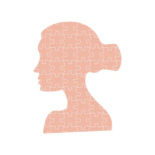 Girl or woman head with jigsaw pieces. — Stok Vektör