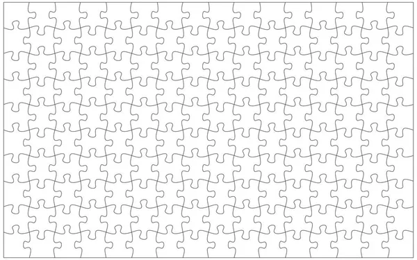 144 jigsaw pieces template. 16 x 9 puzzle pieces connected together. — Stock Vector