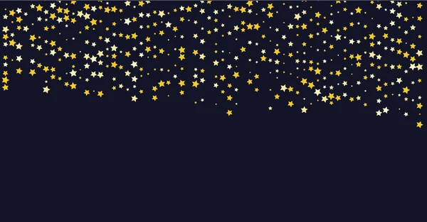 Magic stars on the night sky. Rain of golden stars — Stock Vector