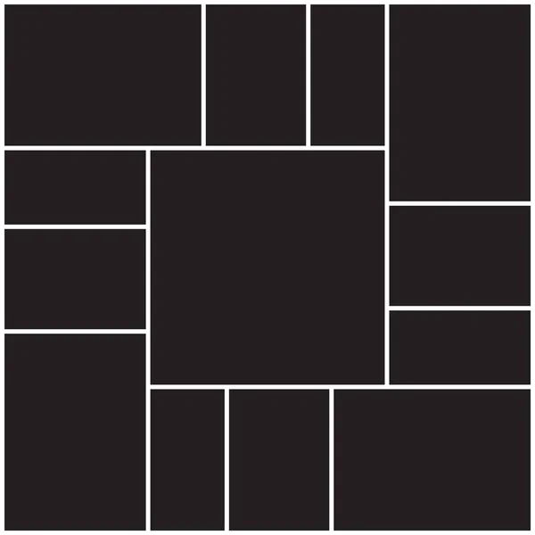 Fotocollage patroon. Witte lijsten, zwart patroon — Stockvector