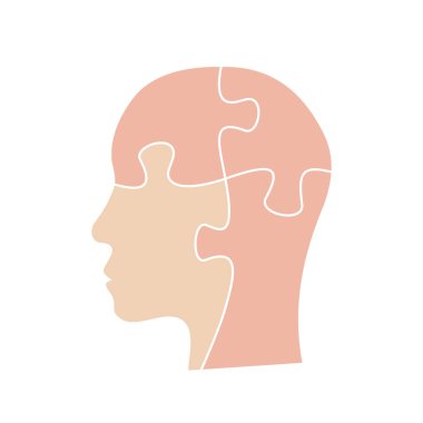 İçinde yapboz parçaları olan insan kafası. Deri rengi