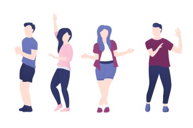 Gündelik giysiler içinde genç ve mutlu insanlar