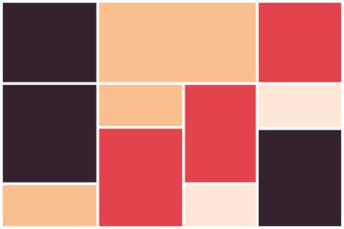 Fotoğraf kolajı kalıbı. Beyaz çerçeveler, renkli desenler