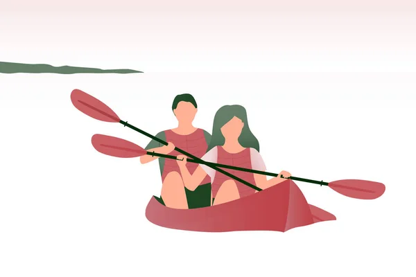 Kayakers swimming in the kayak. Kayak in the sea — ストックベクタ