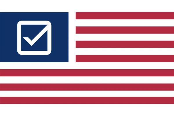 Bendera Amerika dengan simbol tanda centang sebagai gantinya bintang . - Stok Vektor