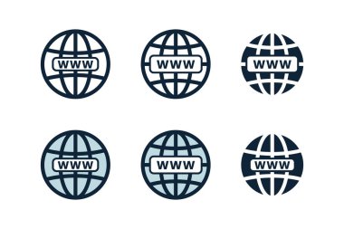 Globe, gezegen ikonu seti. İnternet, küresel küre