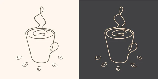 Xícara de café em estilo contínuo desenhado à mão . — Vetor de Stock