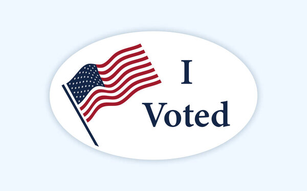 I voted sticker with us american flag.