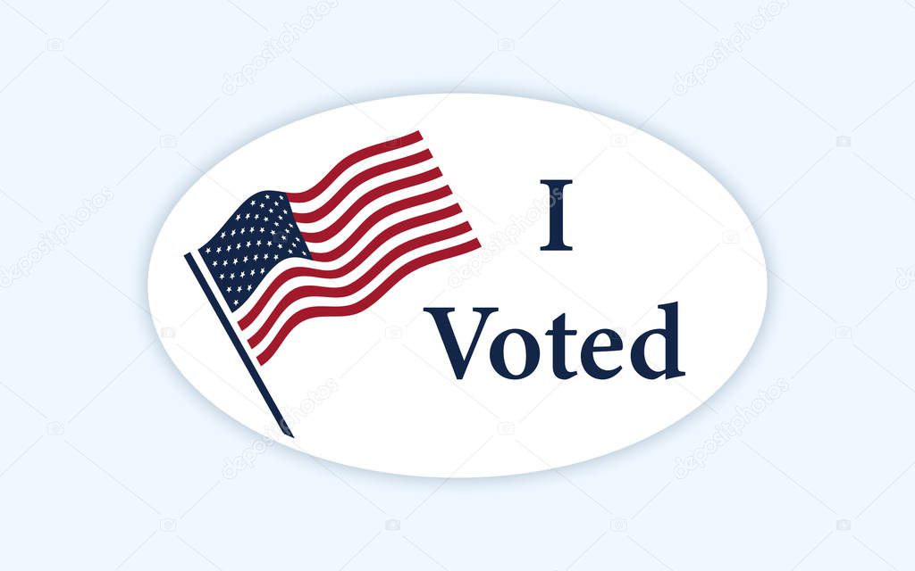 I voted sticker with us american flag.
