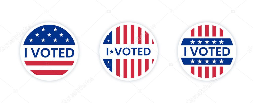 I voted sticker with us american flag.
