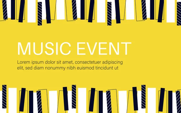 Zenei koncert vagy esemény plakát. Zongorakulcs. — Stock Vector