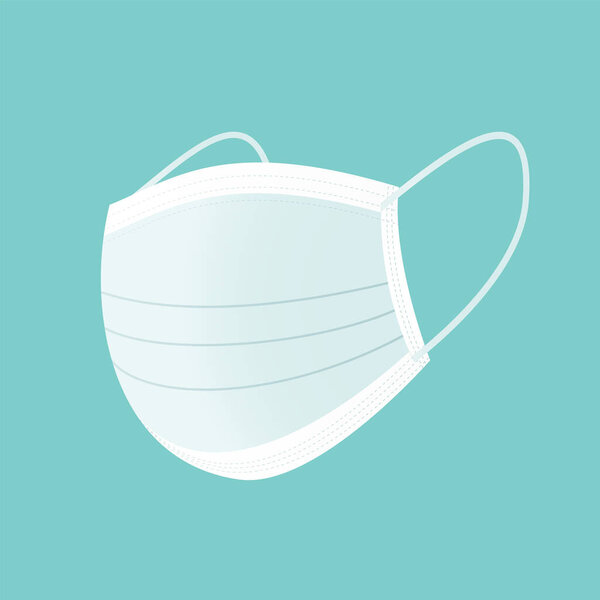 Protection medical or surgical mask. Health care, protection from virus, coronavirus, flu or another disease. Doctor medical mask on white isolated background. Vector illustration