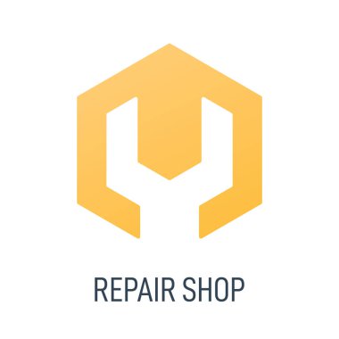 Tamirci logosu. İngiliz anahtarı, altıgen içinde anahtar.