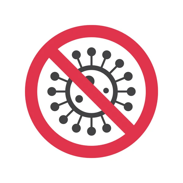 Verboden teken met virus, coronavirus, Covid binnen.. — Stockvector