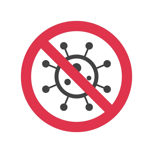 Запрещённый знак с вирусом, коронавирусом, COVID внутри . — стоковый вектор