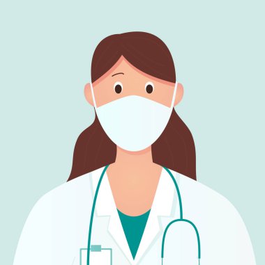Koruyucu tıbbi maske takan genç bir doktor..