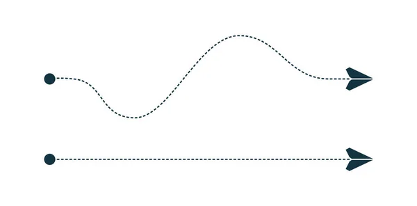 Papírové letadlo letící po tečkované cestě. — Stockový vektor