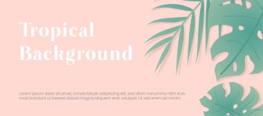 Palm leaf in the corner of pink backdrop.
