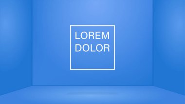 Mavi boş oda arkaplanı. Minimalist tasarım iç plan. Duvarda ve yerde ışık var. Kapalı alan boş. Vektör illüstrasyonu