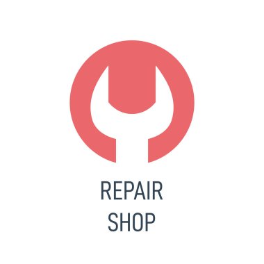 Tamirci logosu. İngiliz anahtarı ya da anahtar dairesi. Tamir hizmeti ya da bakım konsepti. Bakım logosu veya simgesi. Vektör illüstrasyonu