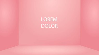Pembe boş oda arkaplanı. Minimalist tasarım iç plan. Duvarda ve yerde ışık var. Kapalı alan boş. Vektör illüstrasyonu