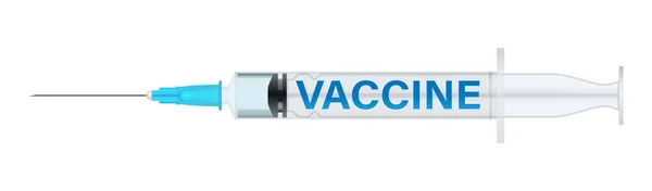 Realistische Medische Wegwerpspuit Met Naald Vaccinatie Concept Ontwerp Toepasbaar Voor — Stockvector