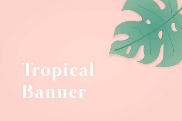 ピンクの背景の隅に熱帯の葉 影と熱帯エキゾチックな葉 ミニマルでミニマルなフラットレイスタイルのバナー 肌や肉色の背景 ベクターイラスト — ストックベクタ
