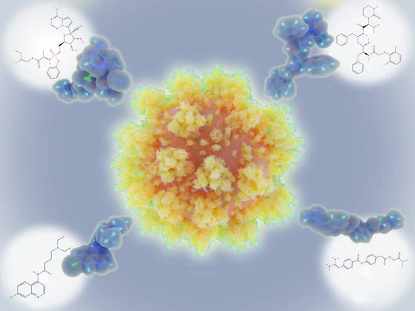 Sars Cov 감염에 대항하는 잠재적 에서부터 방향으로 클로로퀸 — 스톡 사진