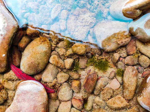 Pebble beach background, stone floor. Abstract nature pebbles ba — ストック写真