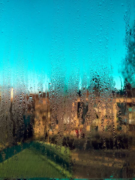 Regnig Dag Genom Fönstret Regn Fönstret Regn Droppar Änkan Glas — Stockfoto