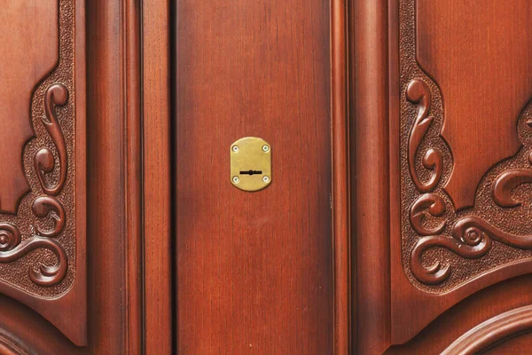 wooden door with close-up handle, half door, brown door
