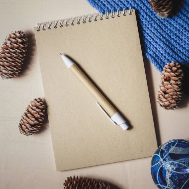 sevimli Noel dekorasyonu, koni ortasına defter