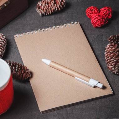 sevimli Noel dekorasyonu, koni ortasına defter
