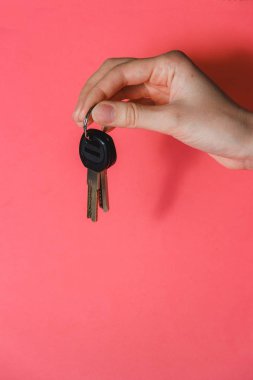 İnsan eli tuşunu basılı tutarak rüya evi pembe bir arka plan karşı başladı.