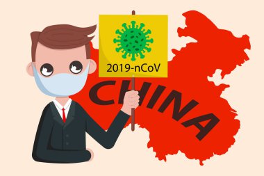 Man wearing face mask protection from Coronavirus Infection in China. Novel coronavirus 2019-nCoV , quarantine concept.