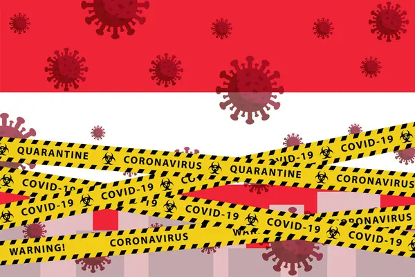 Austria Coronavirus konsep karantina. Covid-19, MERS-Cov. Garis-garis kuning dan hitam pada bendera nasional. Vektor . - Stok Vektor