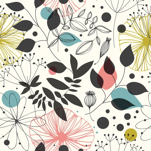 Pattern with flowers on white — Stock Vector