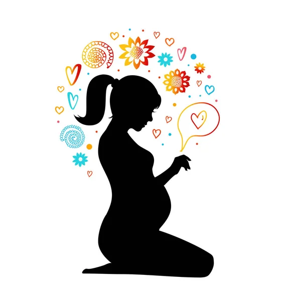 Gravid kvinna siluett — Stock vektor