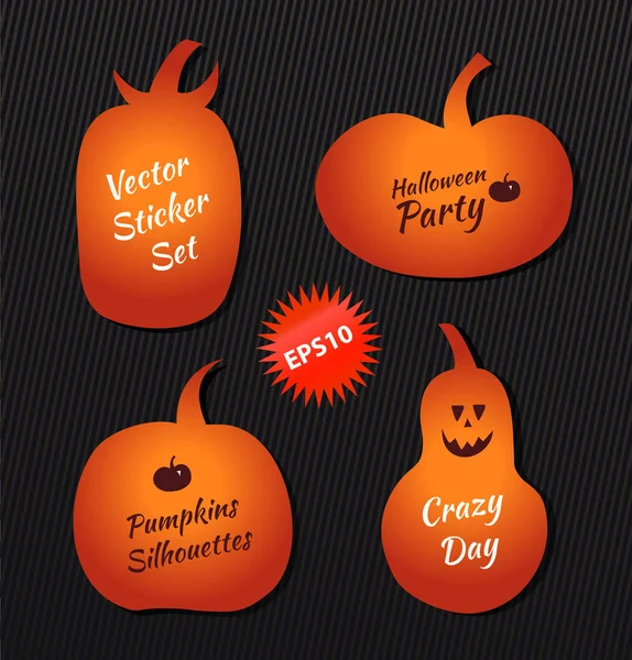 Halloween angry pumpkins stickers — Stock Vector