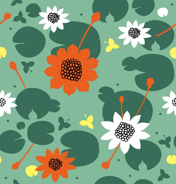 Floral textuur met waterlelies — Stockvector